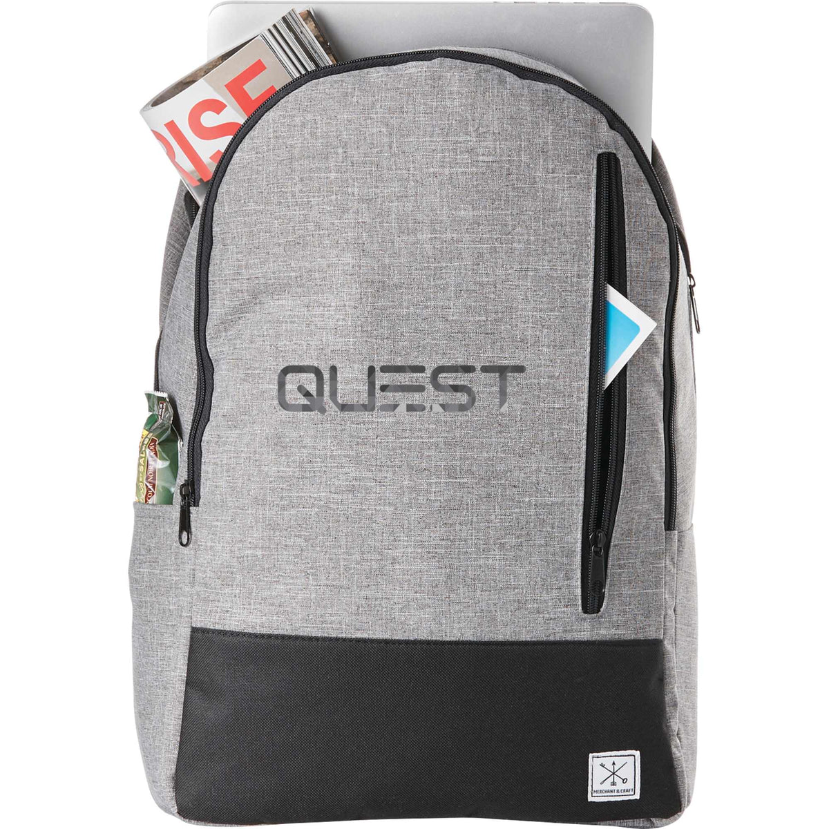Grayley Laptop Backpack with Vertical Zip Pocket, 15 Inch Transfer - Graphite - Front