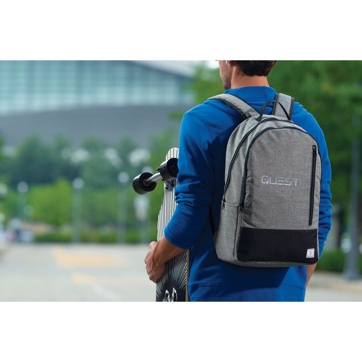 Grayley Laptop Backpack with Vertical Zip Pocket, 15 Inch Transfer - Graphite - On Model 2