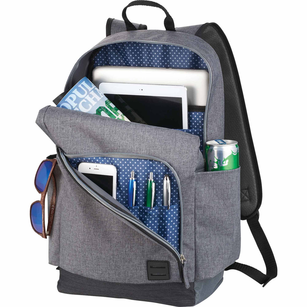 Grayson Laptop Backpack in 600D Polyester, 15 Inch Embroidery - Gray - Photo 2