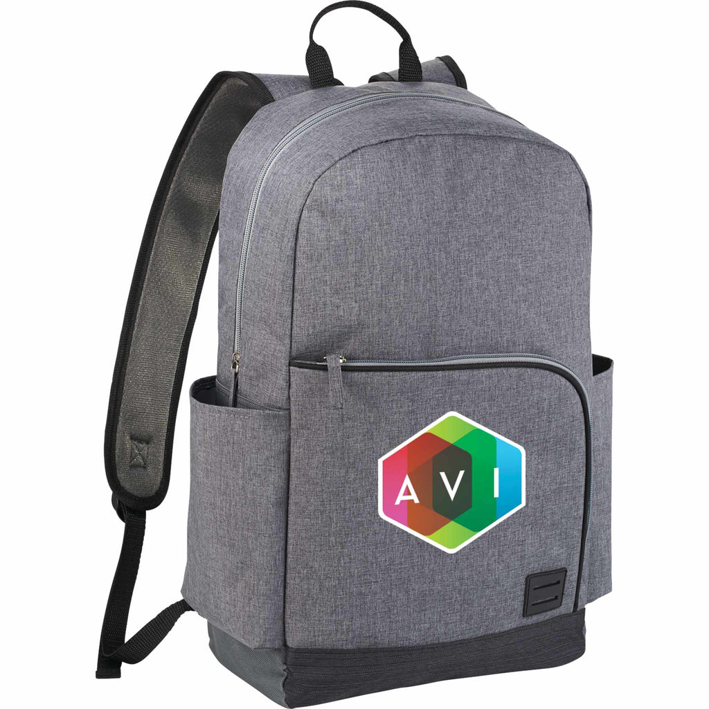 Grayson Laptop Backpack in 600D Polyester, 15 Inch Embroidery - Gray - Photo