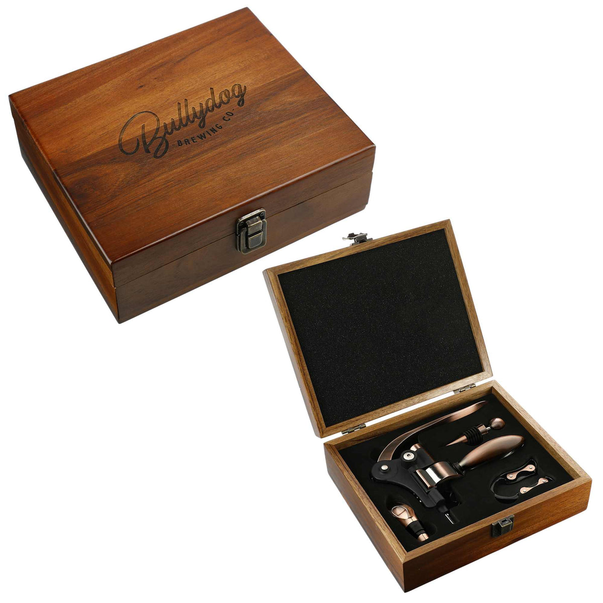Graze Wine Tool Set in Acacia Wood Case, 5 Pieces - Wood - Right Angle 3