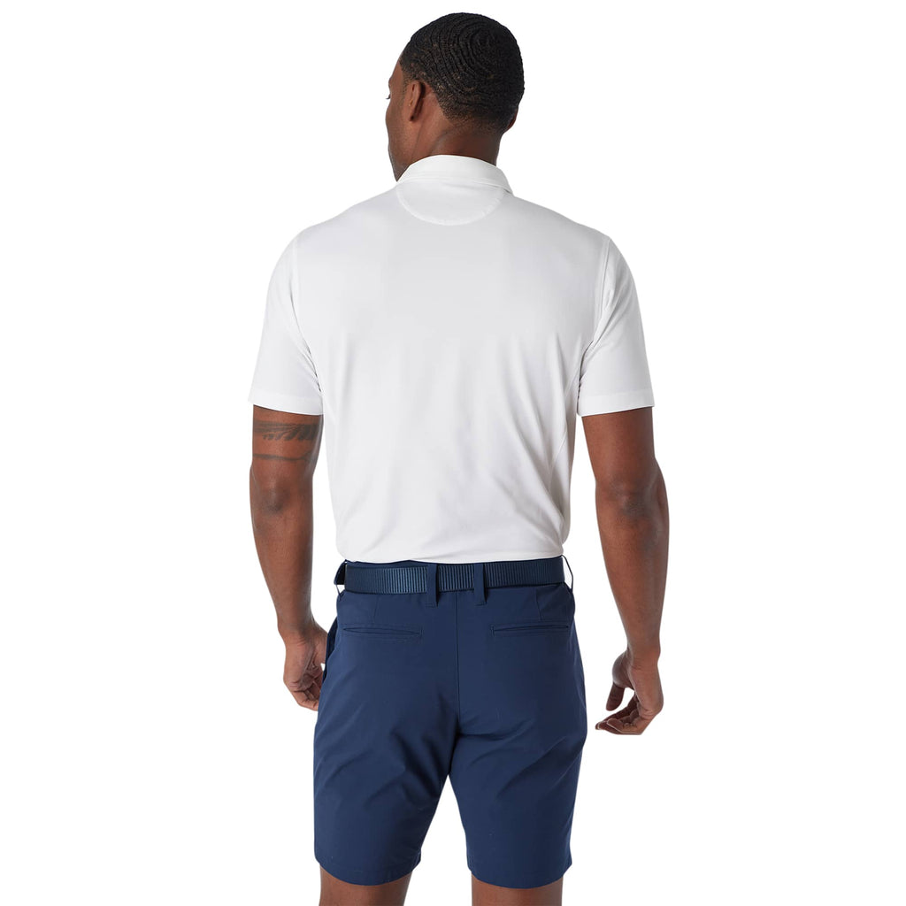 Greatness Wins Athletic Tech Polo for Men Laser Engraving - GW White - Back On Model