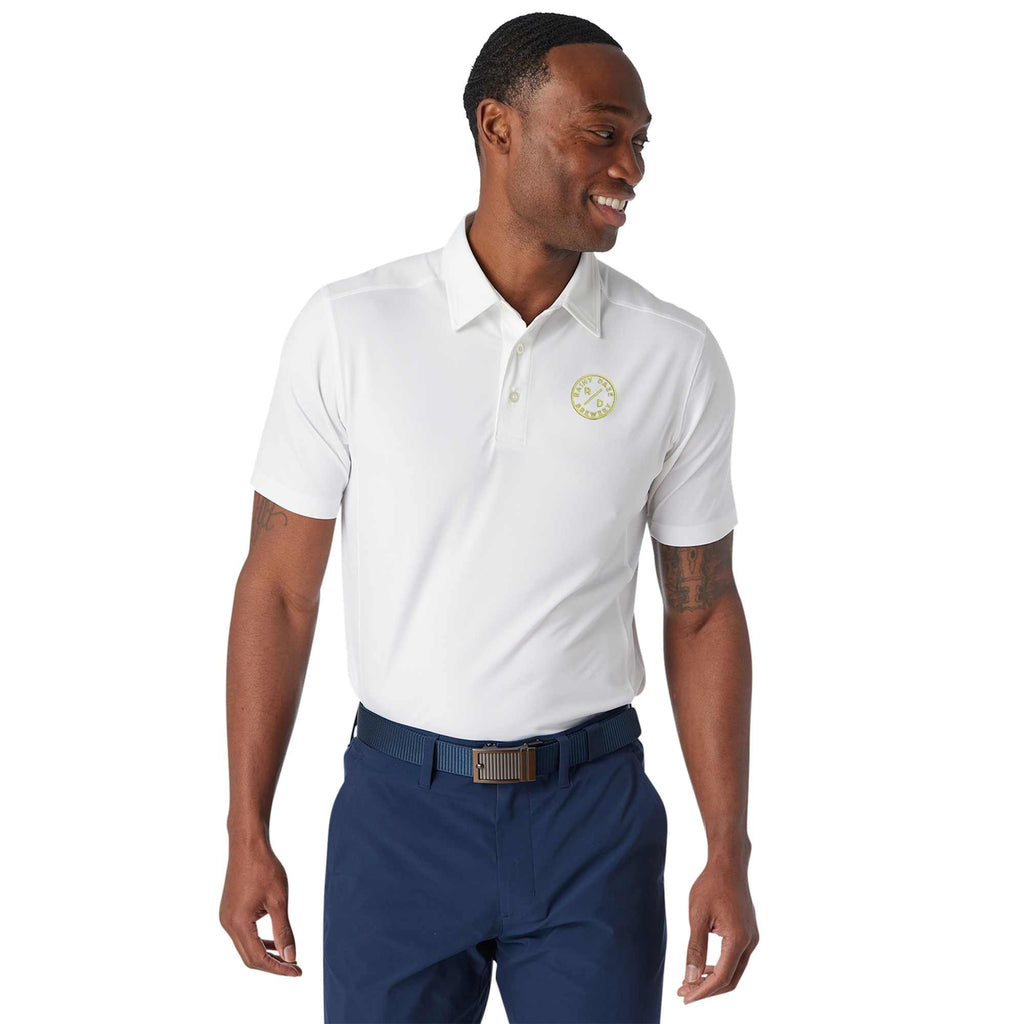 Greatness Wins Athletic Tech Polo for Men Transfer - GW White - Front On Model
