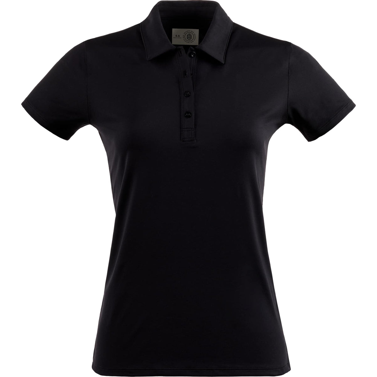 Greatness Wins Athletic Tech Polo for Women Embroidery - GW Black - Front