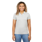 Greatness Wins Athletic Tech Polo for Women Laser Engraving - Ash Gray - Front On Model