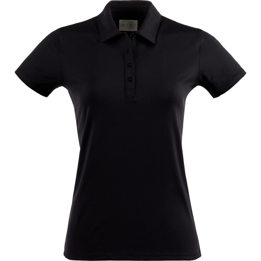 Greatness Wins Athletic Tech Polo for Women Laser Engraving - GW Black - Front