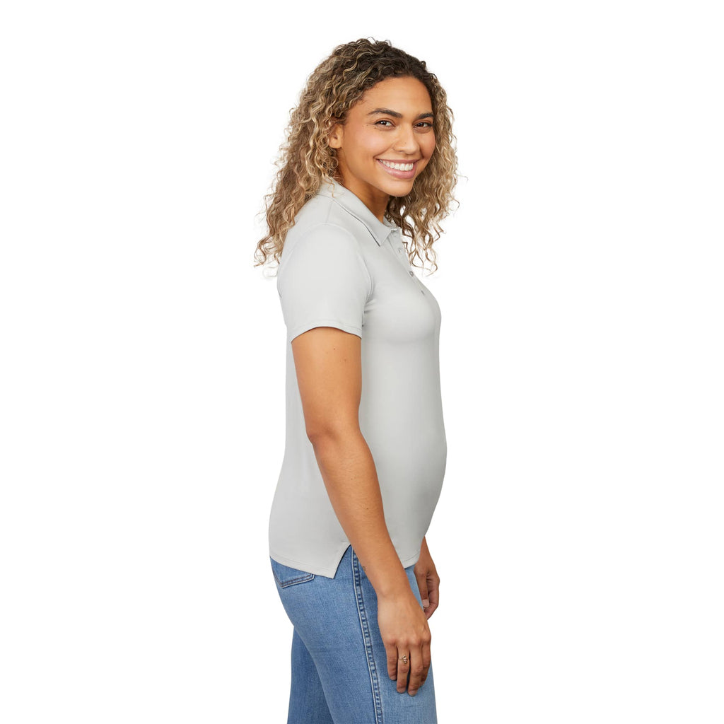Greatness Wins Athletic Tech Polo for Women Transfer - Ash Gray - Right Side On Model