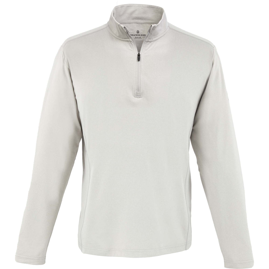 Greatness Wins Core Tech Quarter Zip for Men Laser Engraving - Ash Gray Heather - Front
