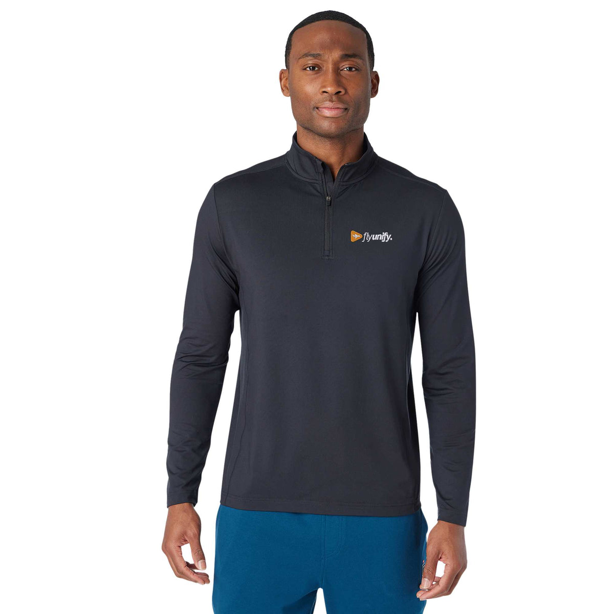 Greatness Wins Core Tech Quarter Zip for Men Laser Engraving - GW Black - Front 2