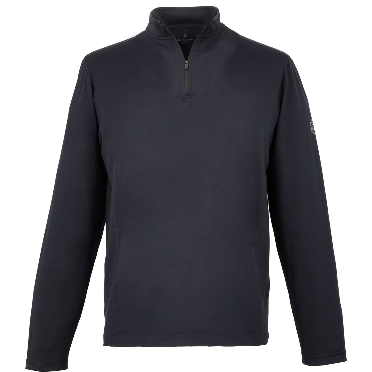 Greatness Wins Core Tech Quarter Zip for Men Laser Engraving - GW Black - Front