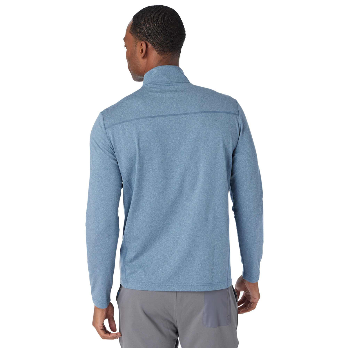 Greatness Wins Core Tech Quarter Zip for Men Laser Engraving - Superior Blue Heather - Back 2
