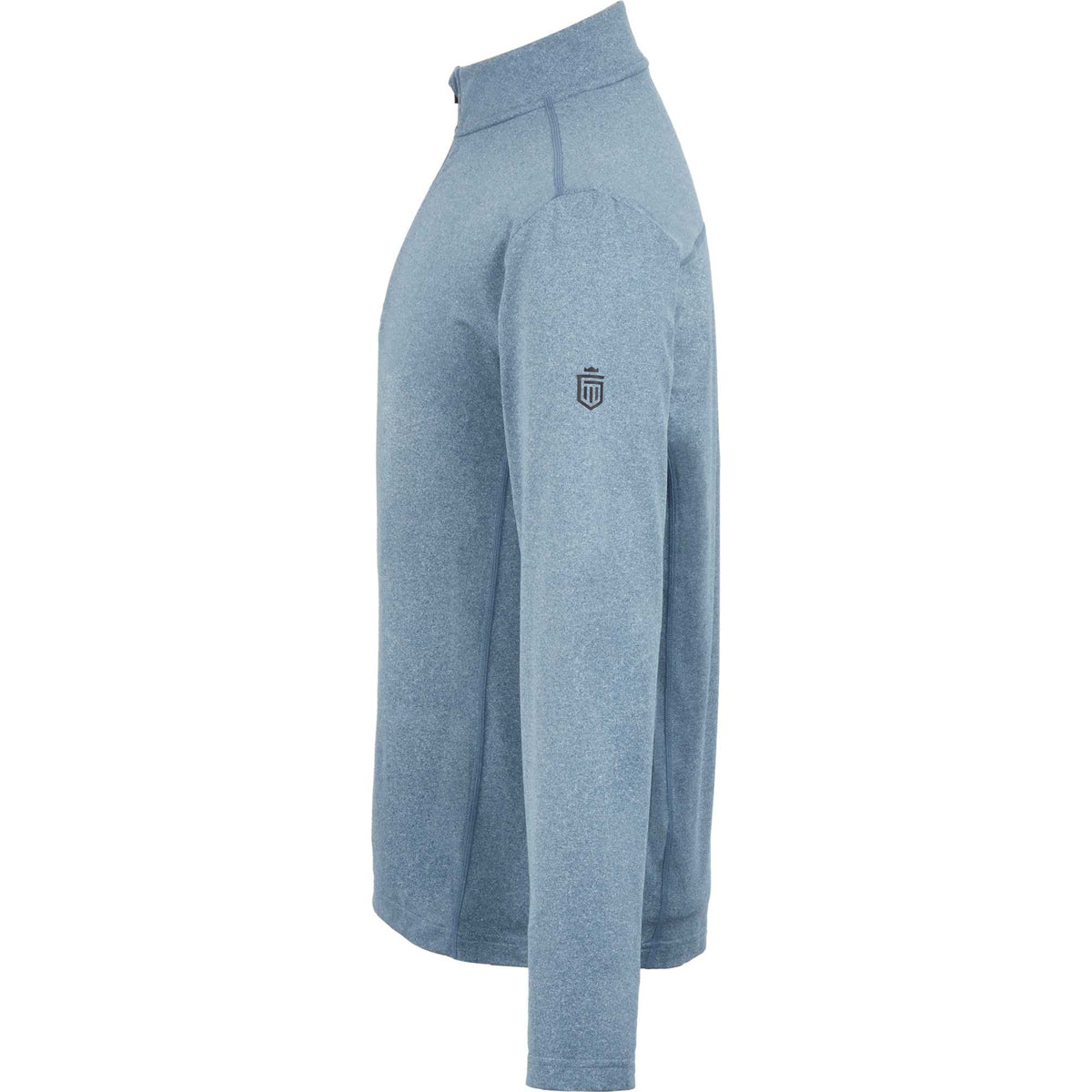 Greatness Wins Core Tech Quarter Zip for Men Laser Engraving - Superior Blue Heather - Left Side
