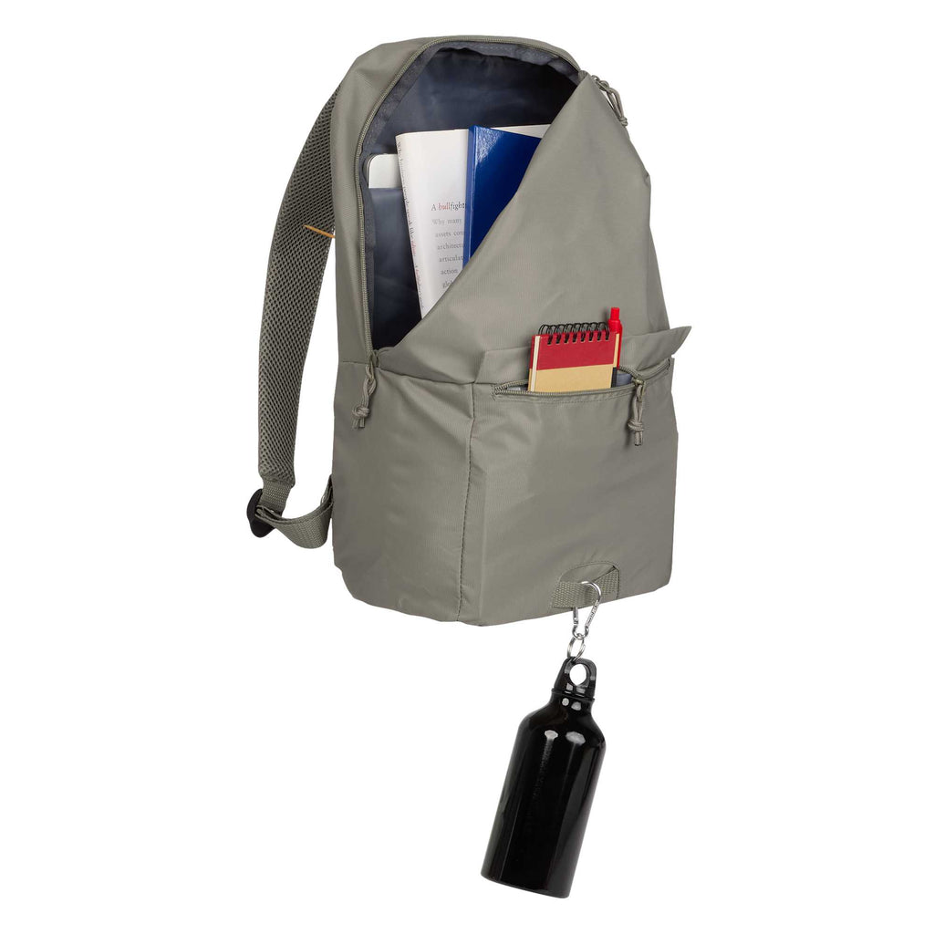 Greenway Laptop Backpack in Recycled Nylon, 15 Inch - Olive - Propped