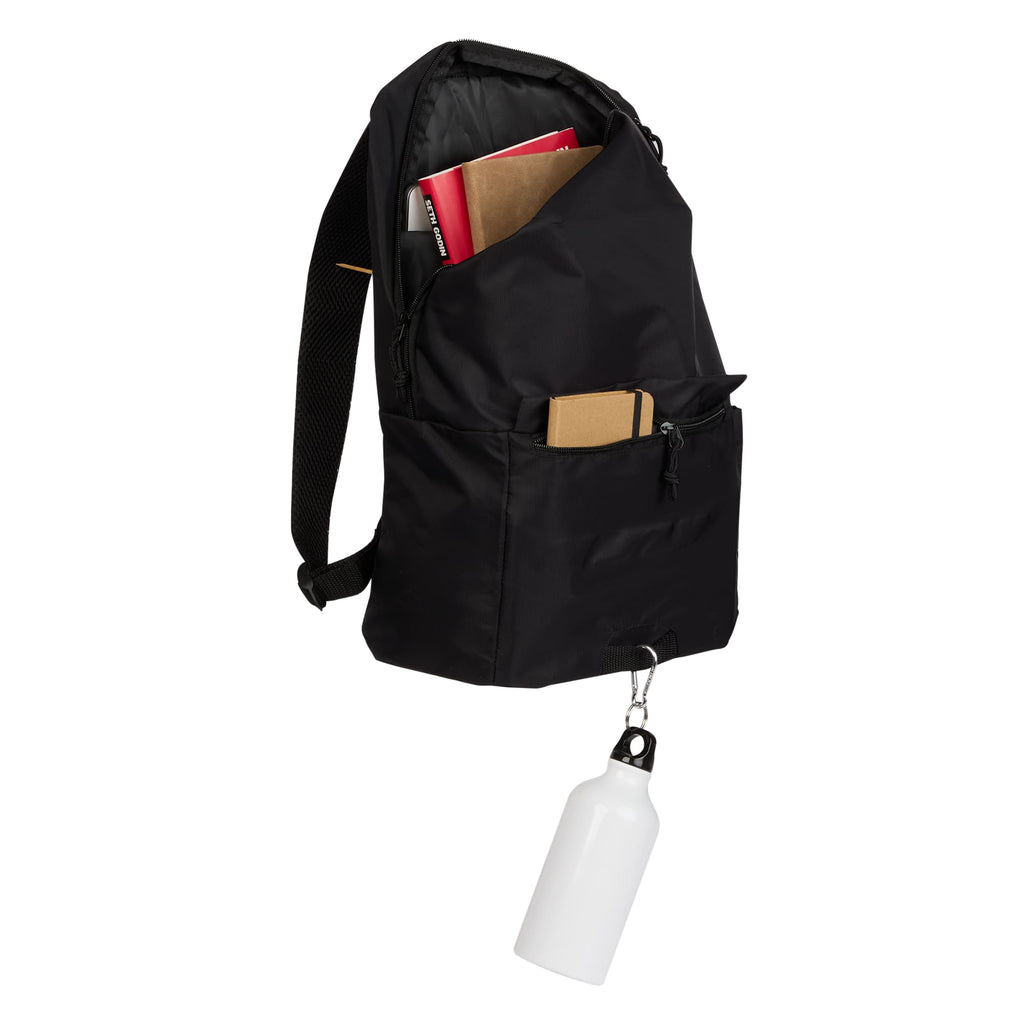 Greenway Laptop Backpack in Recycled Nylon, 15 Inch Transfer - Black - Propped