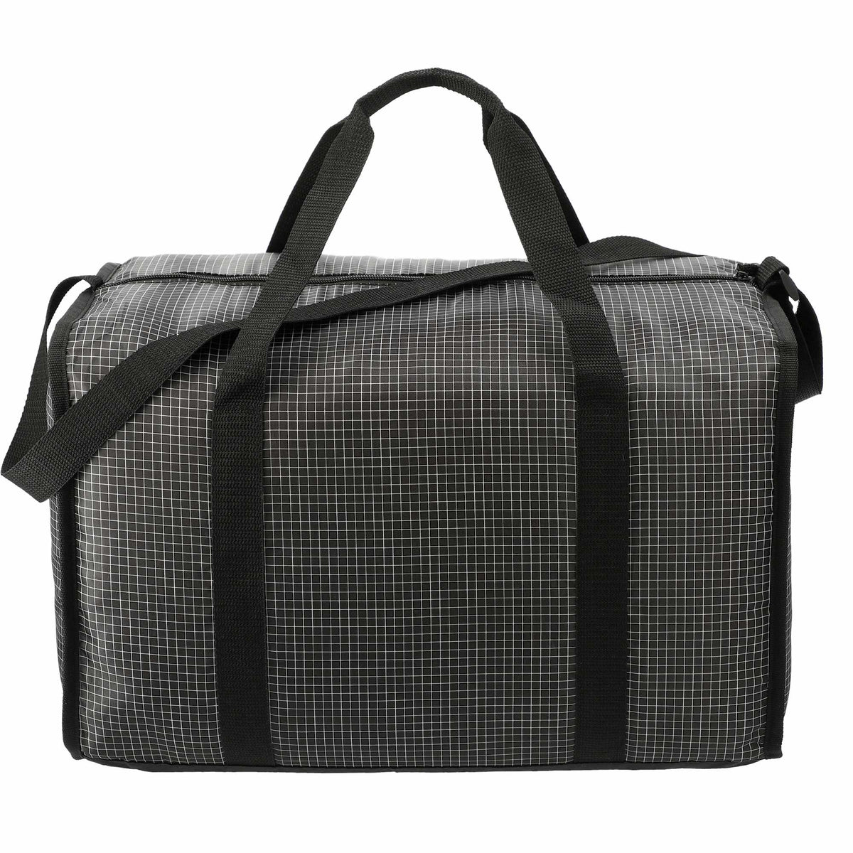 Grid Boxy Duffel Bag in Polyester Full Color - Black - Back