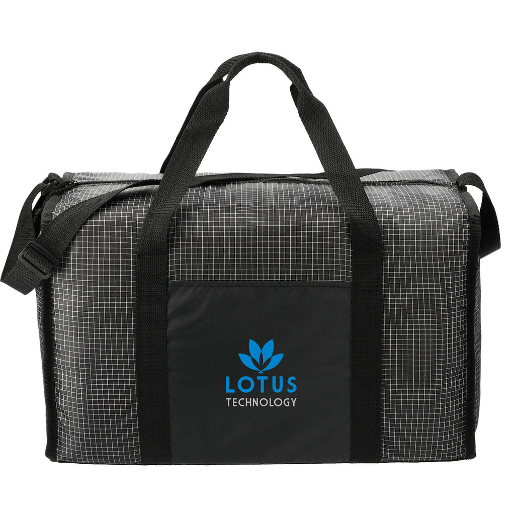 Grid Boxy Duffel Bag in Polyester Full Color - Black - Front