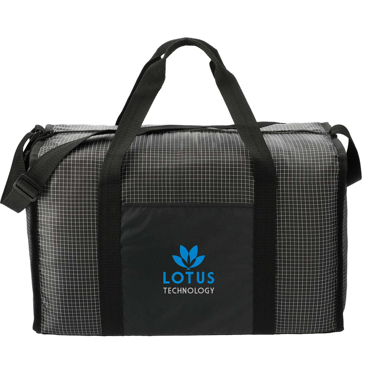 Grid Boxy Duffel Bag in Polyester Full Color - Black - Front