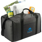 Grid Boxy Duffel Bag in Polyester Full Color - Black - Right Angle 2