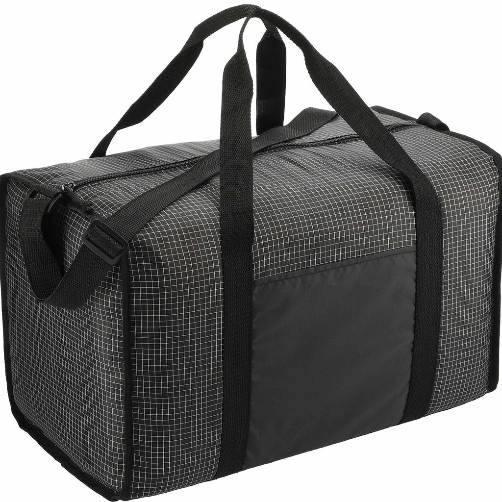 Grid Boxy Duffel Bag in Polyester Full Color - Black - Right Angle 3