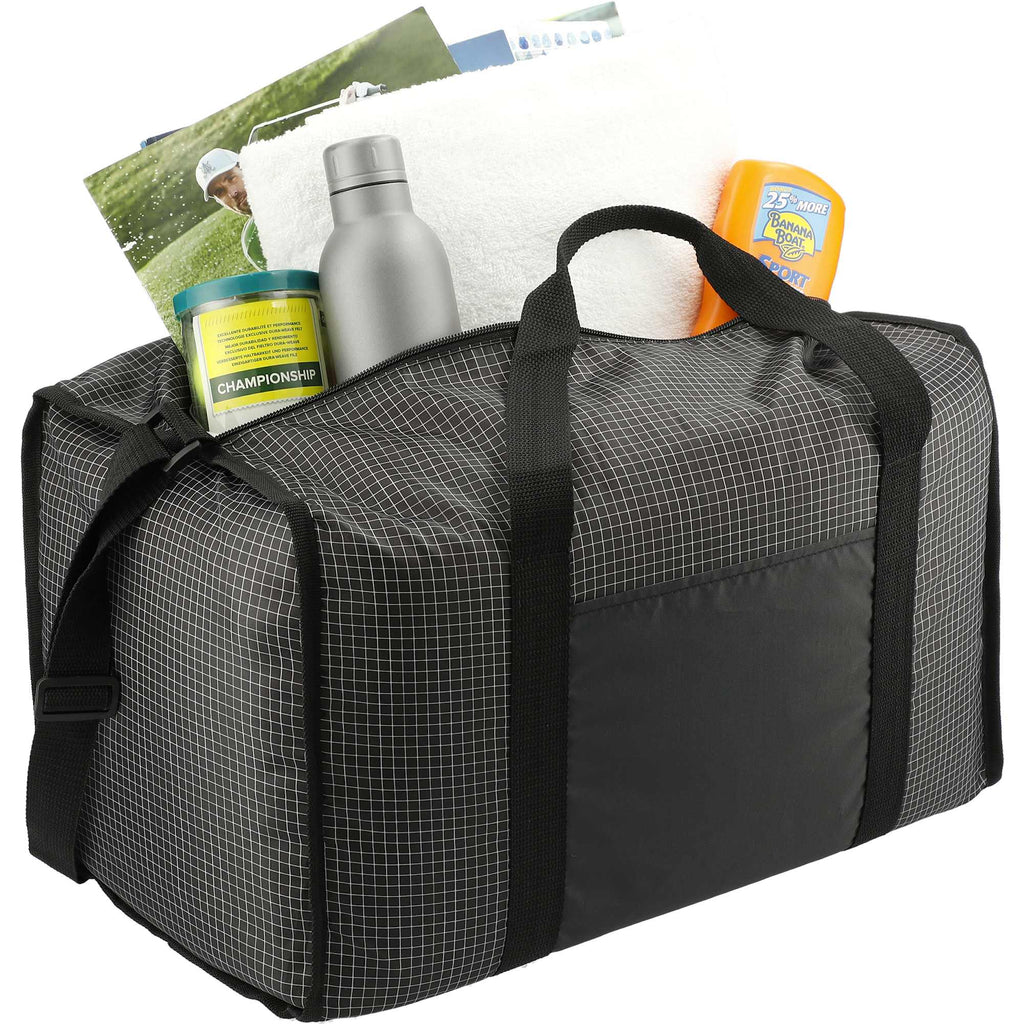 Grid Boxy Duffel Bag in Polyester Full Color - Black - Right Angle 4