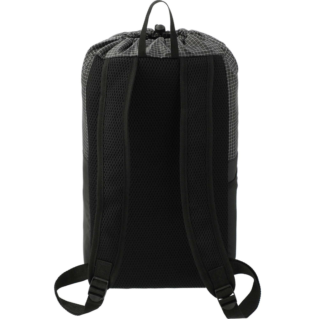 Grid Drawstring Backpack, 14L Full Color - Black - Back
