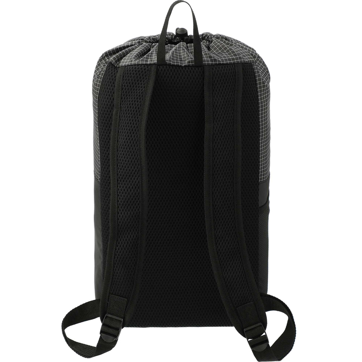 Grid Drawstring Backpack, 14L Full Color - Black - Back