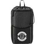 Grid Drawstring Backpack, 14L Full Color - Black - Front