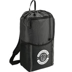 Grid Drawstring Backpack, 14L Full Color - Black - Right Angle