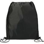 Grid Drawstring Bag with Zip Pocket Full Color - Black - Back