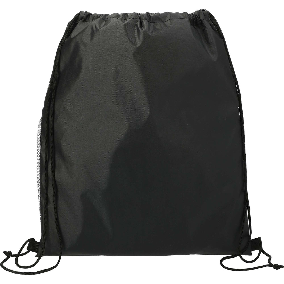 Grid Drawstring Bag with Zip Pocket Full Color - Black - Back