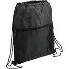 Grid Drawstring Bag with Zip Pocket Full Color - Black - Right Angle 3
