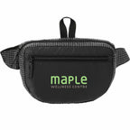 Grid Nylon Fanny Pack with Front Pocket - Black - Front
