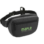 Grid Nylon Fanny Pack with Front Pocket - Black - Right Angle