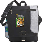 Gridlock Vertical Laptop Messenger Bag, 15 Inches Embroidery - Black - Front 2