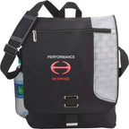 Gridlock Vertical Laptop Messenger Bag, 15 Inches Embroidery - Black - Front