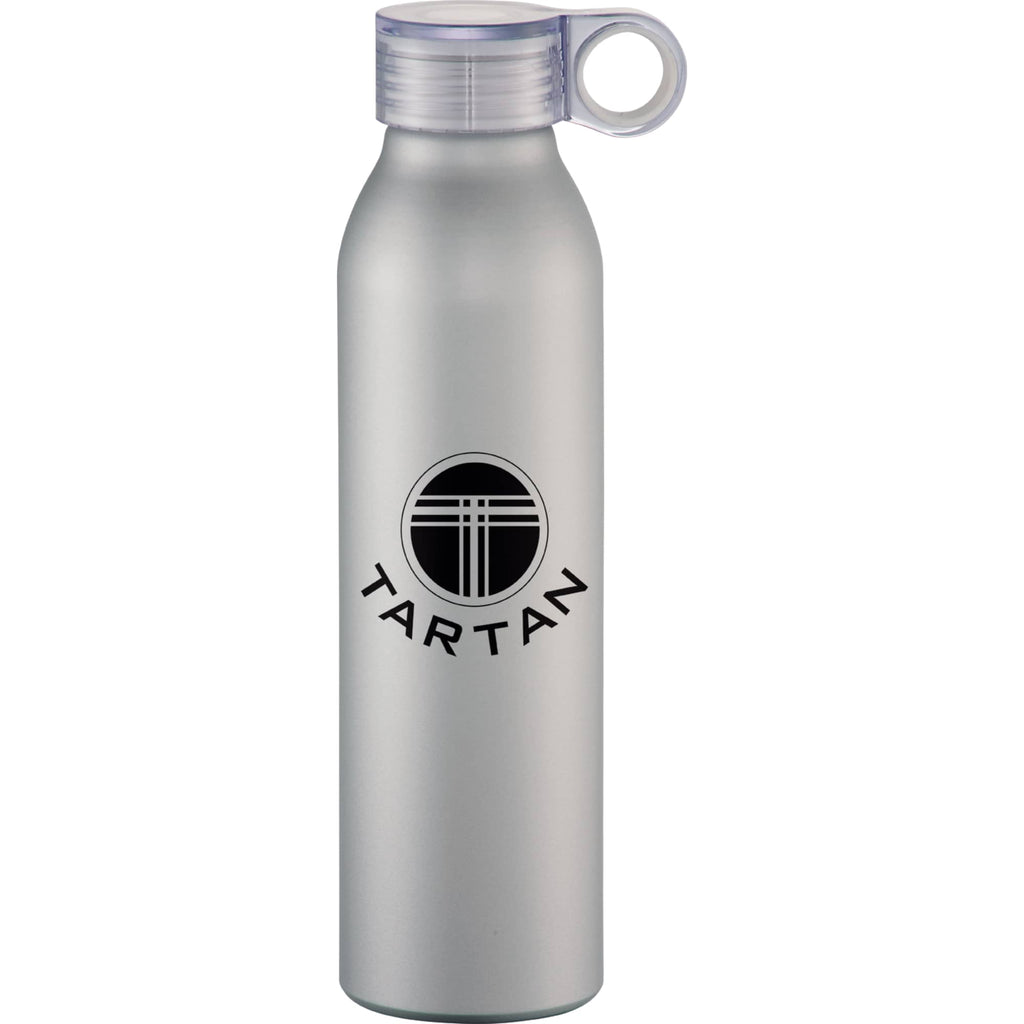 Grom Aluminum Sports Bottle with Hook, 22 oz Laser Engraving - Silver - Front