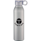 Grom Aluminum Sports Bottle with Hook, 22 oz Laser Engraving - Silver - Front
