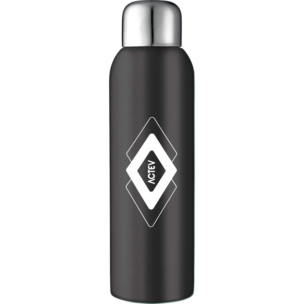 Guzzle Stainless Steel Sports Bottle, 28 oz Full Color - Recycled Black - Front
