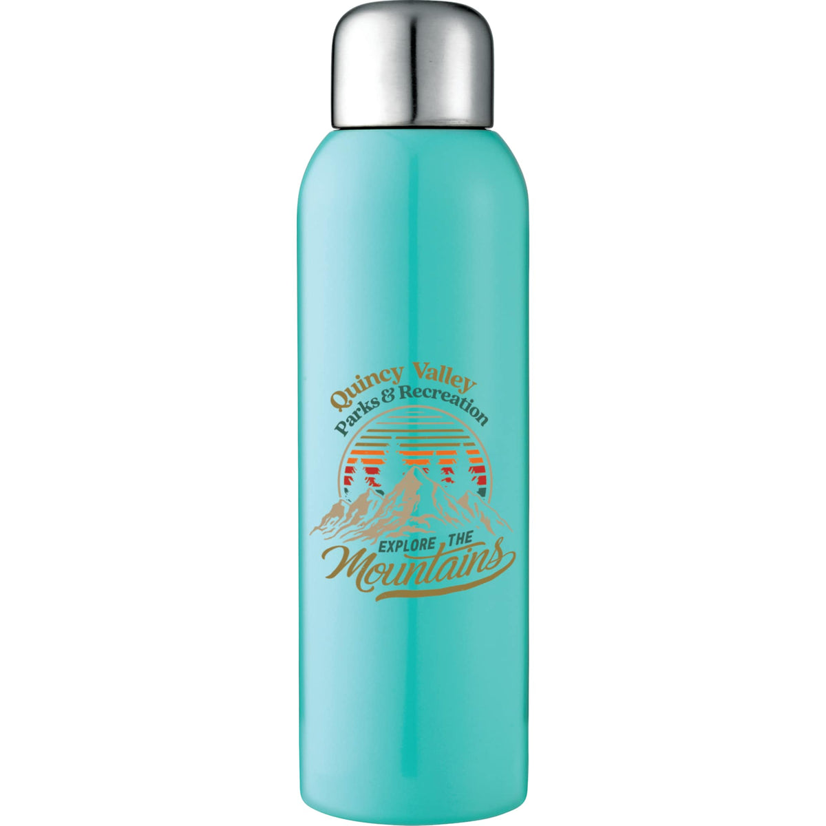 Guzzle Stainless Steel Sports Bottle, 28 oz Full Color - Recycled Mint Green - Front