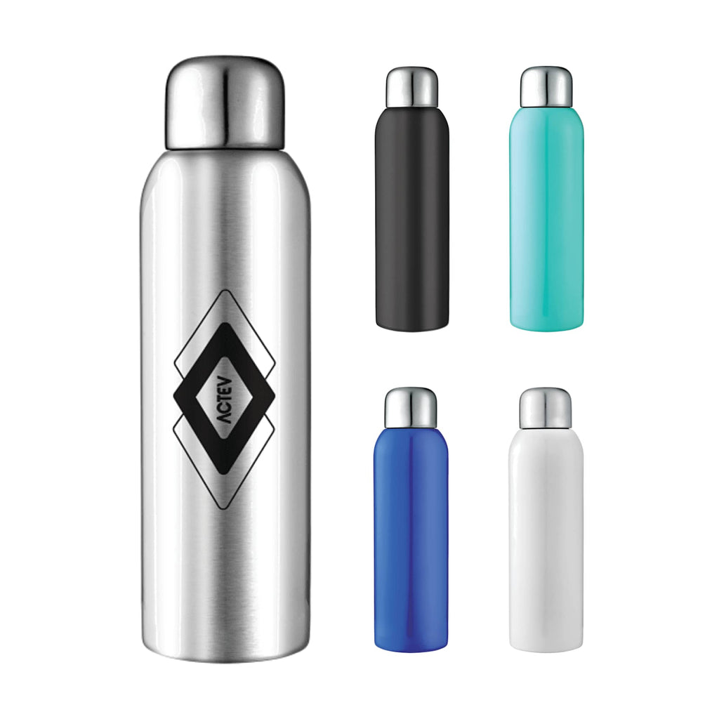 Guzzle Stainless Steel Sports Bottle, 28 oz Full Color - Recycled Silver - Front Group
