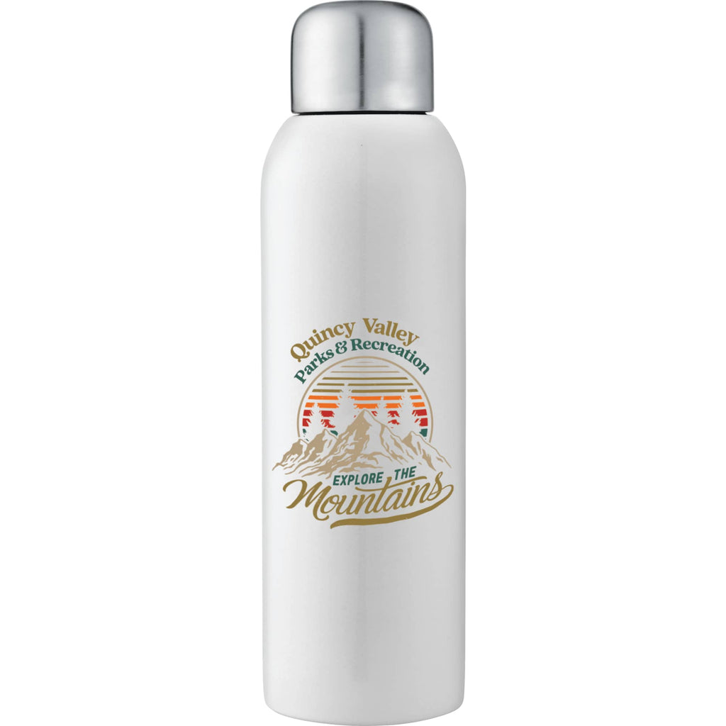 Guzzle Stainless Steel Sports Bottle, 28 oz Full Color - Recycled White - Front