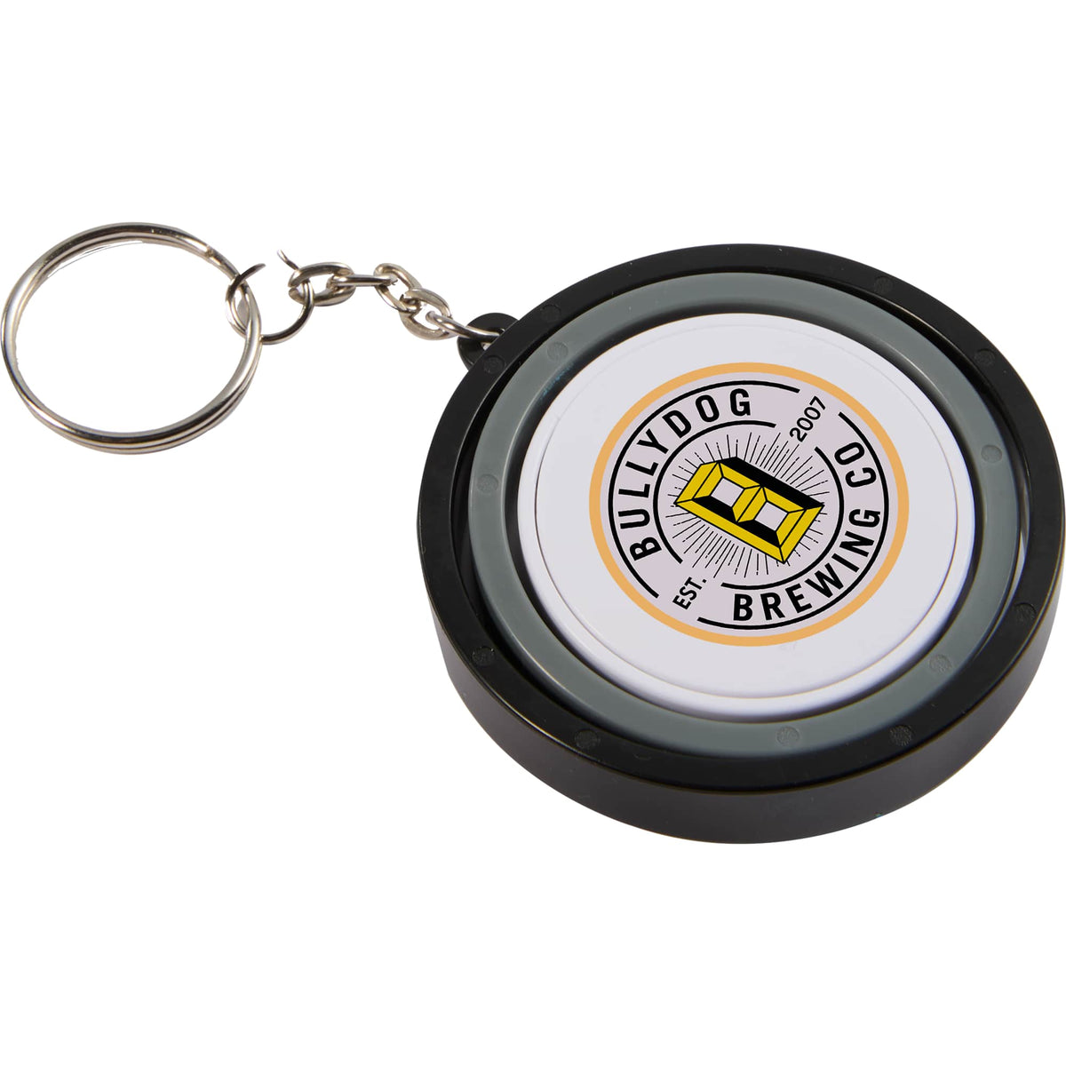 Gyroscope Spinner Fidget in Recycled Plastic Full Color - White/Grey/Black - Front 2