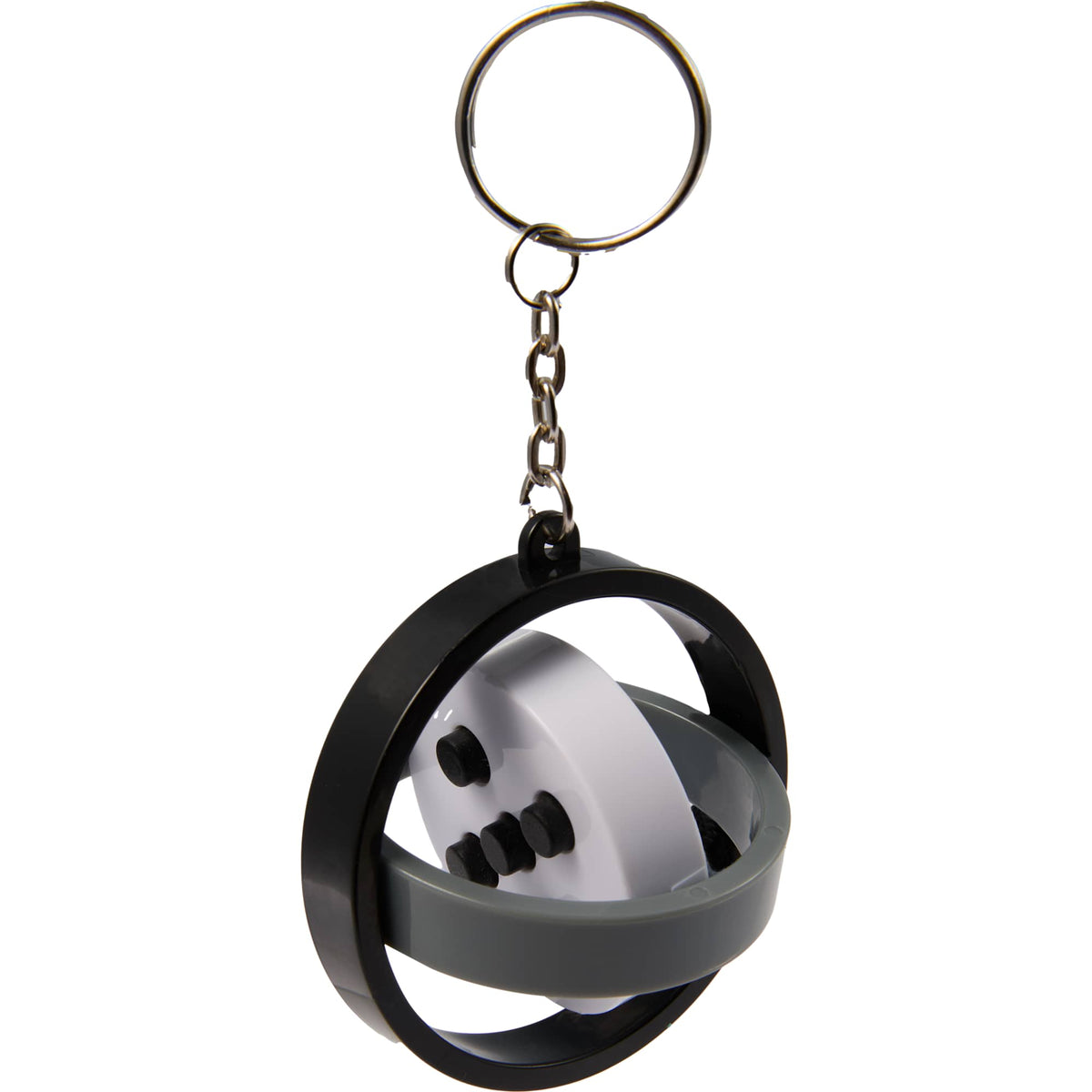 Gyroscope Spinner Fidget in Recycled Plastic Full Color - White/Grey/Black - Open