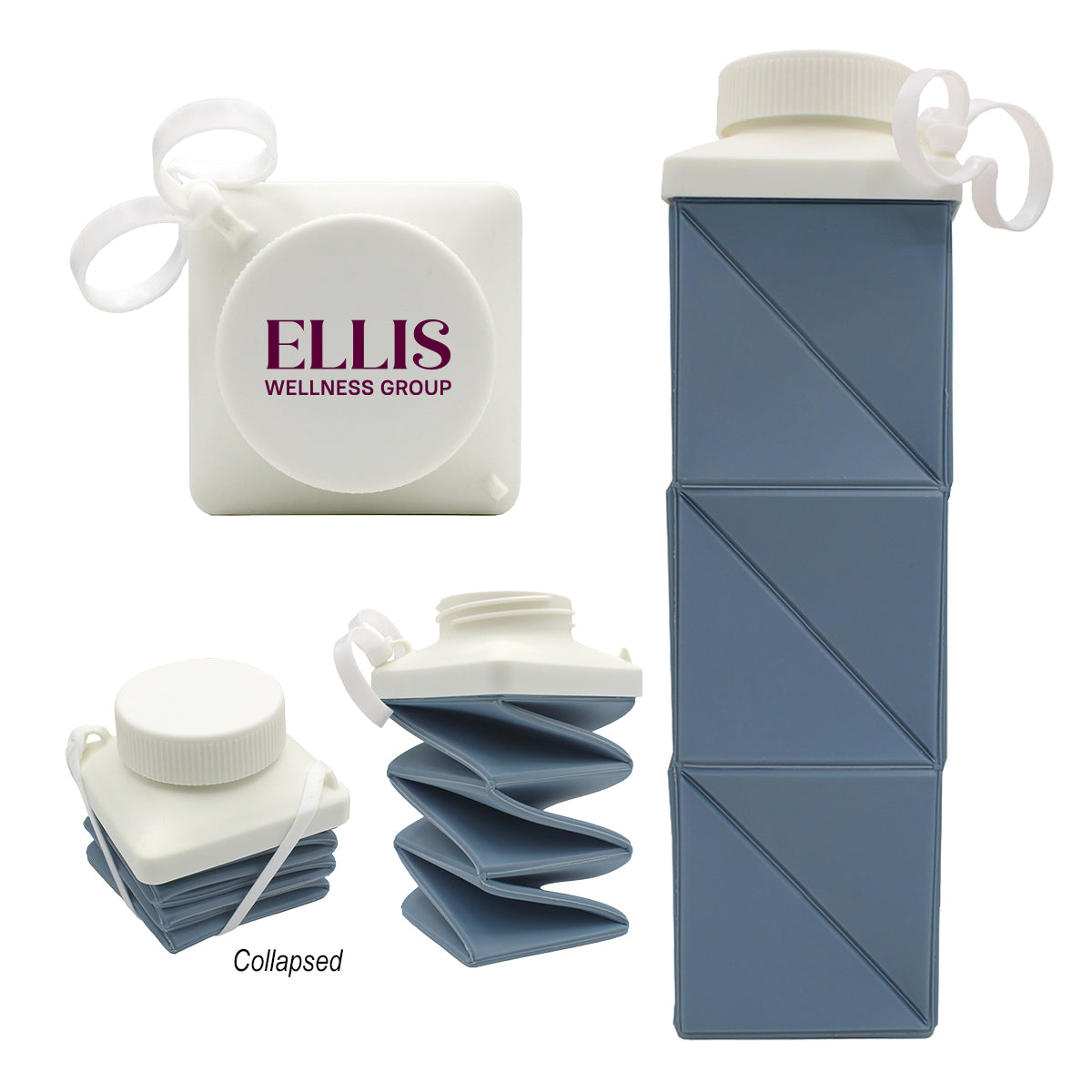 H2fOld Collapsible Bottle, 24 oz - Slate Blue - Digital