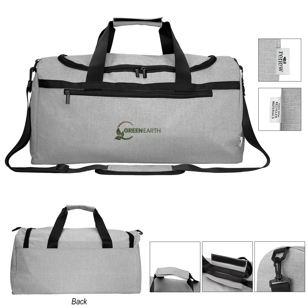 Habitat Heathered Duffel Bag in Recycled PET - Gray - Embroidery