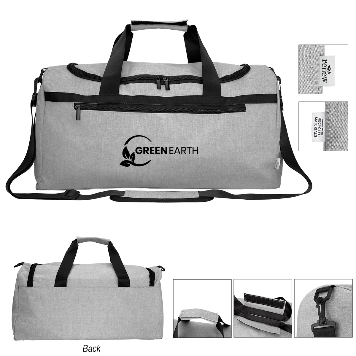 Habitat Heathered Duffel Bag in Recycled PET - Gray - Silk Screen