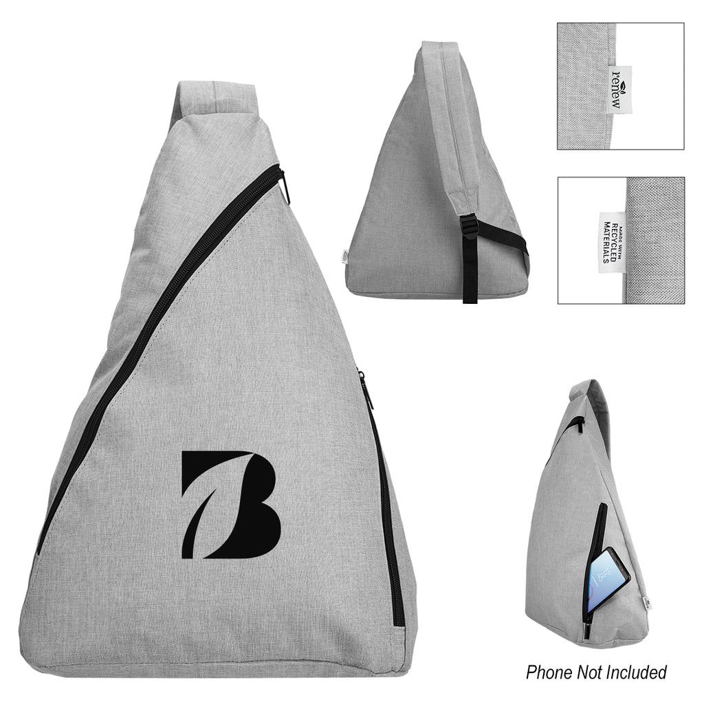 Habitat Heathered Sling Bag in Recycled PET Embroidery - Gray - Silk Screen
