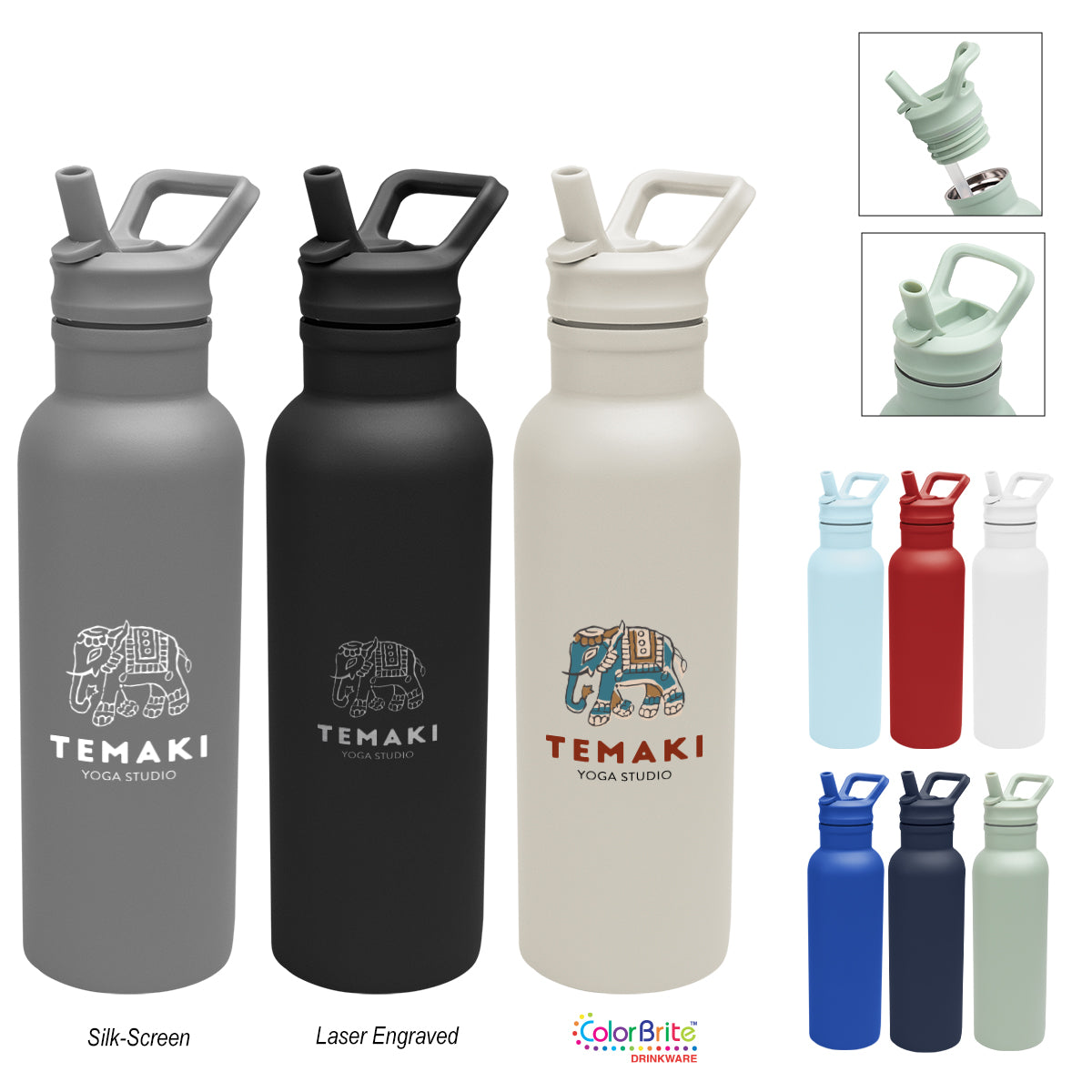 Hailey Recycled Stainless Steel Bottle, 17 oz - Sage