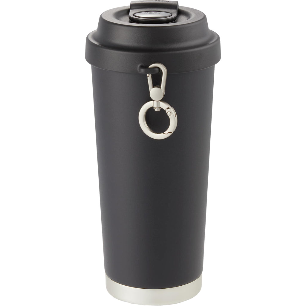Haley Tumbler with Push-Button Lid and Carabiner, 16 oz Full Color - Black - Back