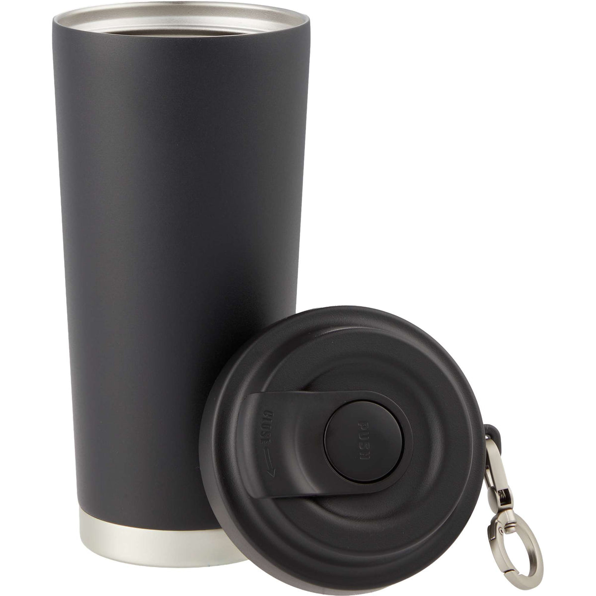 Haley Tumbler with Push-Button Lid and Carabiner, 16 oz Full Color - Black - Detail 2